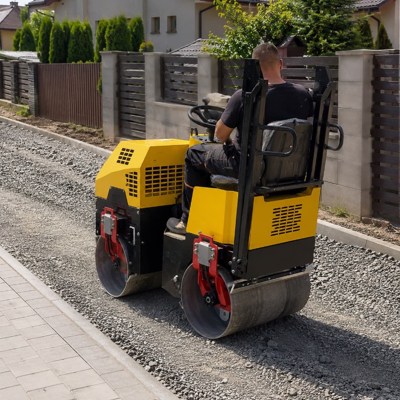 Heavy Equipment In Construction - Двухвальцовый вибрационный дорожный каток-компактор, тяжелая строительная